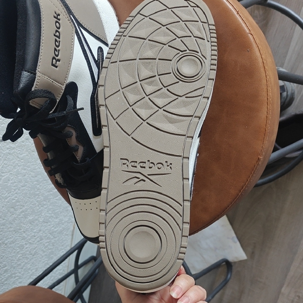 Reebok High-Top Sneakers in Black, White, and Tan - Picture 4 of 5